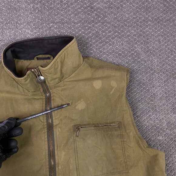 Outback Trading Company Sawbuck Oilskin Vest Men's XL Olive Green Waxed Canvas - Picture 4 of 14